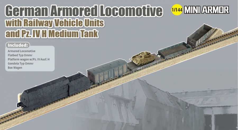 1:144 German Armored Locomotive w/ Railway Vehicle Units and Pz.IV Ausf.H