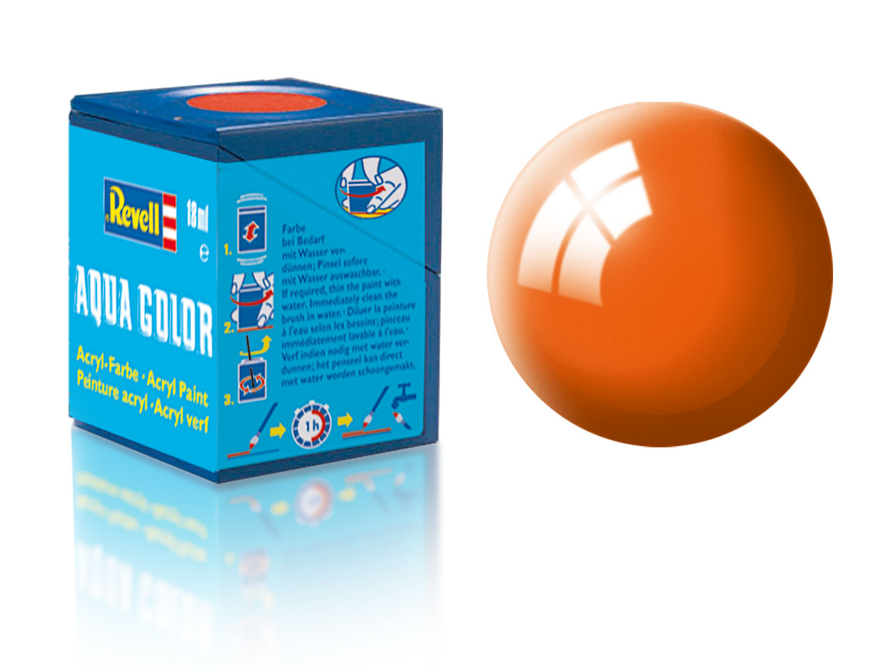 Náhľad produktu - Farba Revell akrylová č. 30 – lesklá oranžová (18 ml)