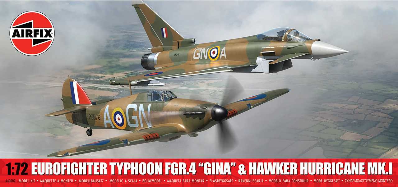 Classic Kit letadla A40002 - Eurofighter Typhoon FGR.4 (GINA) + Hawker Hurricane Mk.I (Twin Pack) (1:72)