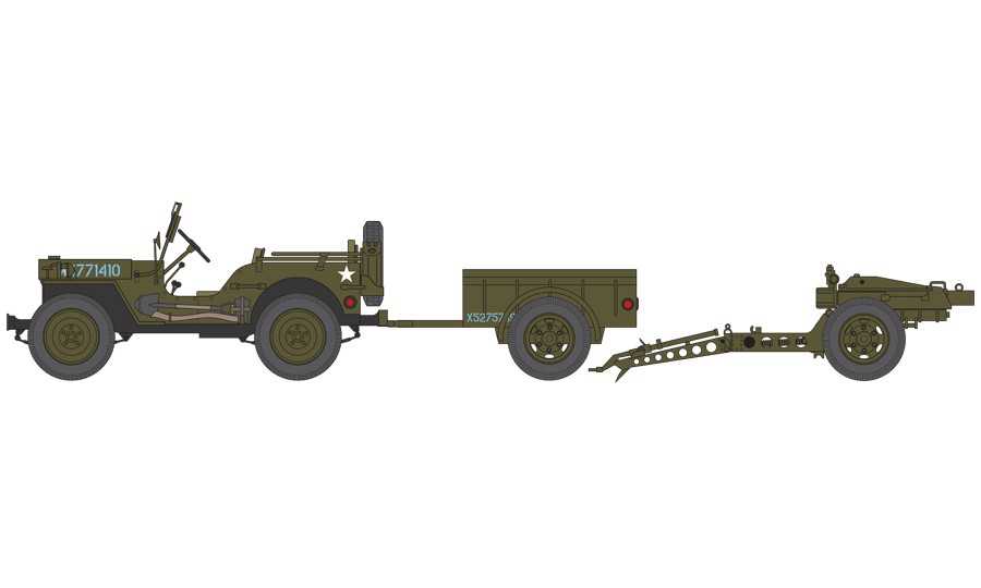 Classic Kit military A02339 - Willys Jeep, Trailer & 6PDR Gun (1:72)