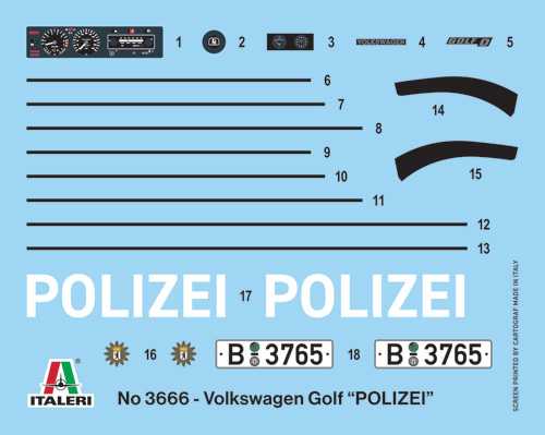 Model Kit auto 3666 - VW Golf "POLIZEI" (1:24)