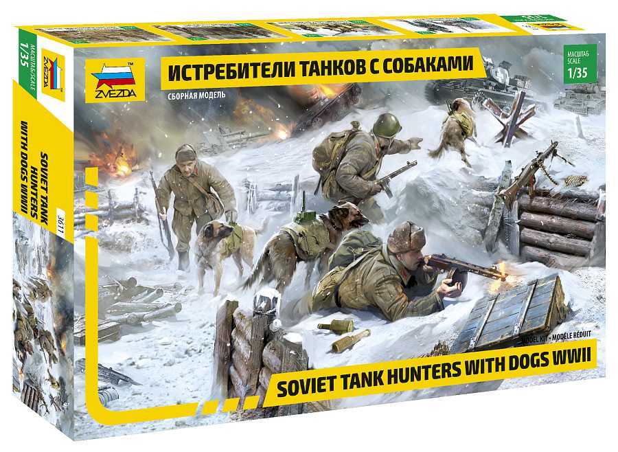Model Kit figúrky 3611 - Soviet Tank Hunters with dogs (1:35) 32-3611