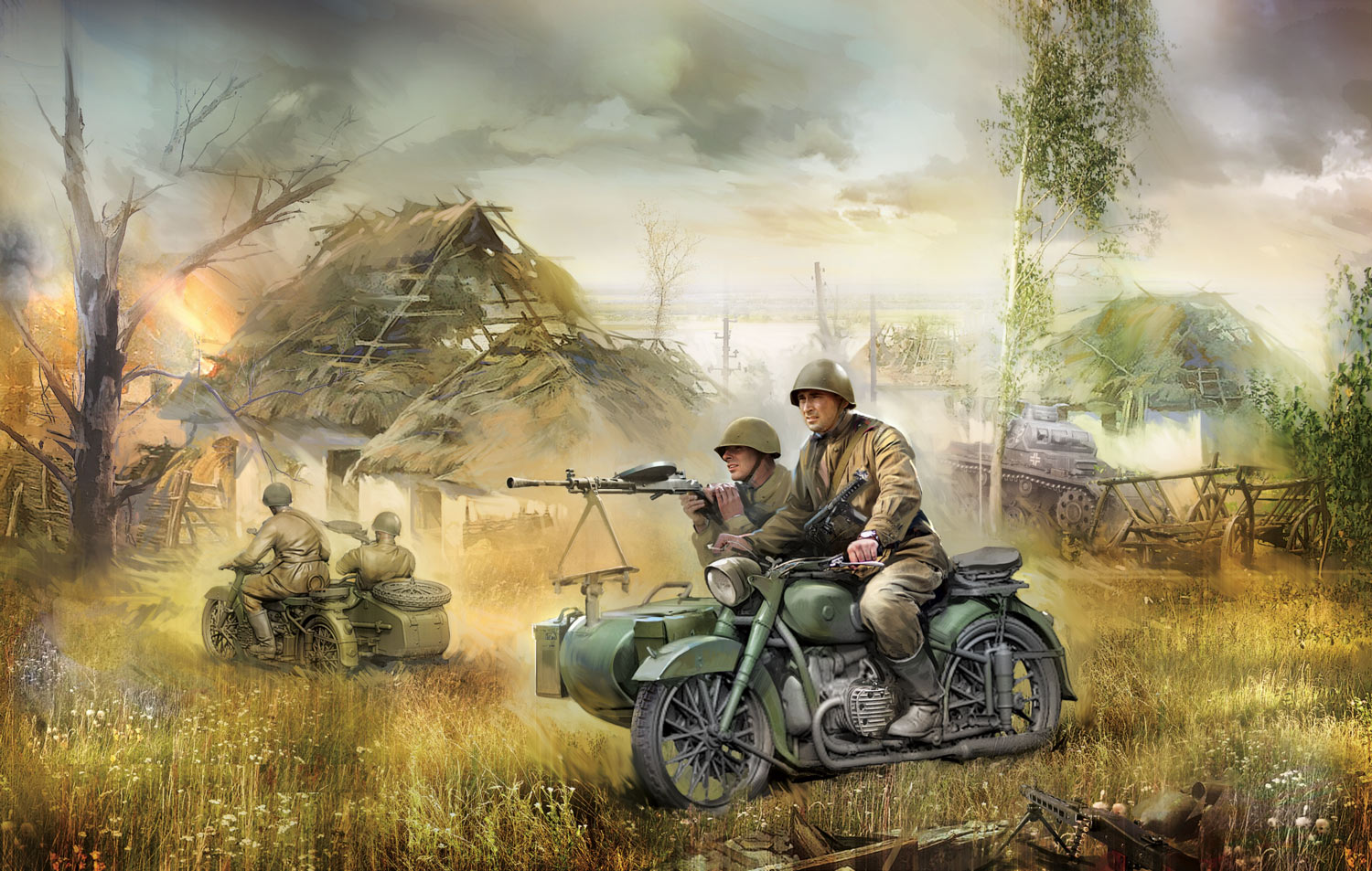 Model Kit figurky 3639 - Soviet WWII Motorcycle M-72 (1:35)