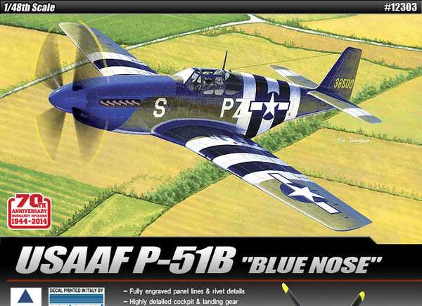 Model Kit letadlo 12303 - USAF P-51 B "70th NORMANDY INVASION (1:48)