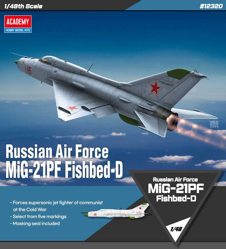Model Kit lietadlo 12320 - Russian Air Force MiG-21PF Fishbed-D (1:48) 36-12320
