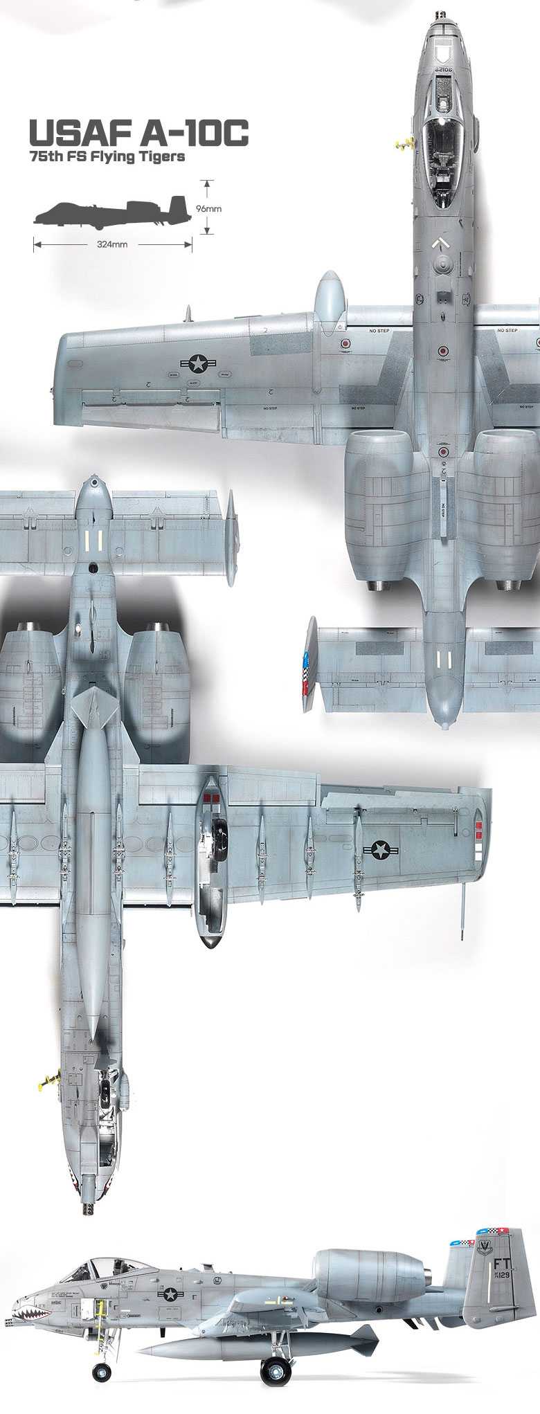 Model Kit letadlo 12348 - USAF A-10C "75th FS Flying Tigers" (1:48)