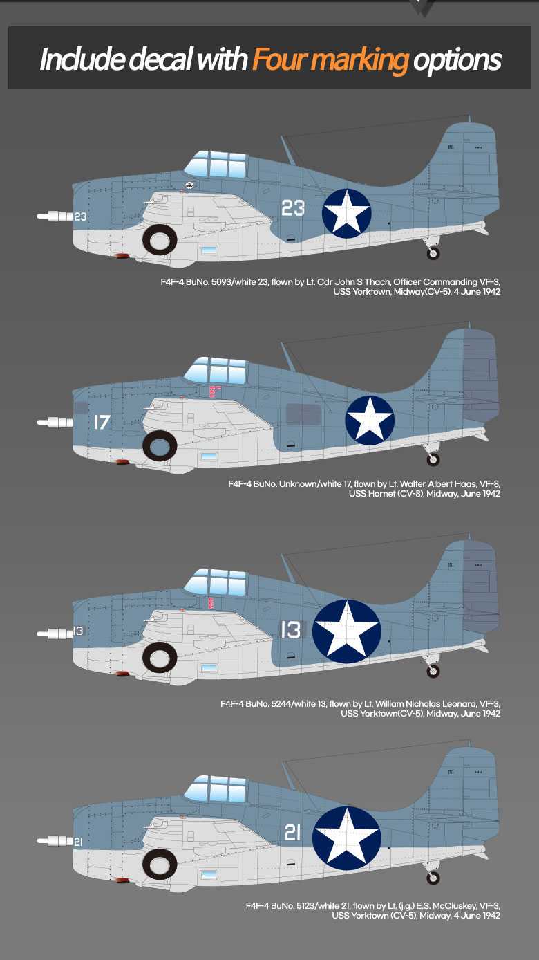 Model Kit letadlo 12355 - USN F4F-4 Wildcat "Battle of Midway" (1:48)