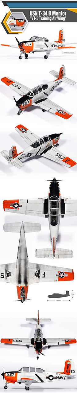 Model Kit letadlo 12361 - USN T-34B Mentor "VT-5 Training Air Wing" (1:48)