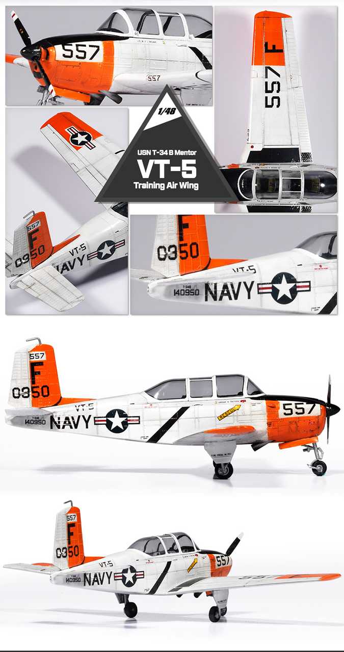 Model Kit letadlo 12361 - USN T-34B Mentor "VT-5 Training Air Wing" (1:48)