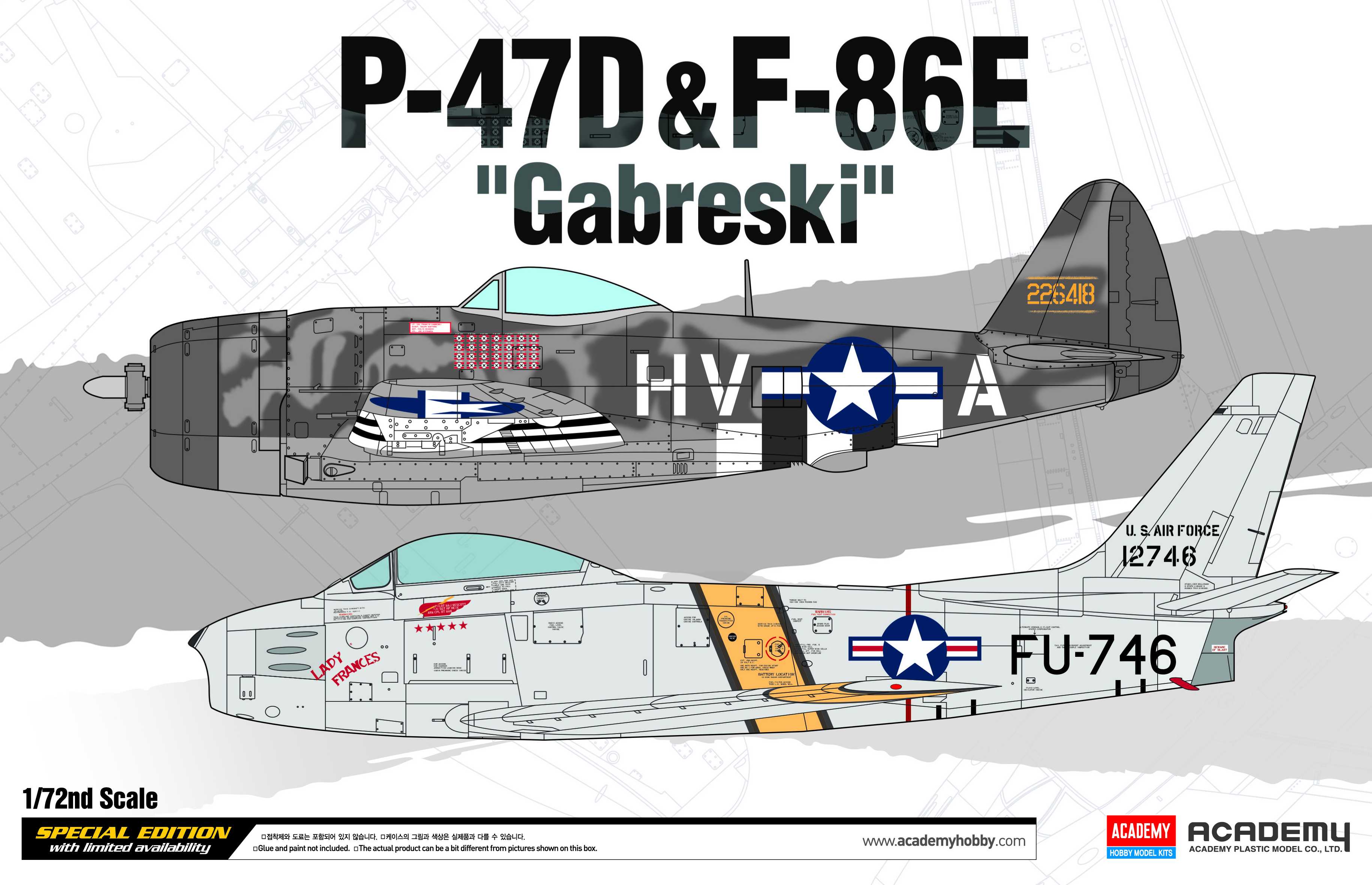 Model Kit letadlo 12530 - P-47D & F-86E "Gabreski" LE: (1:72)