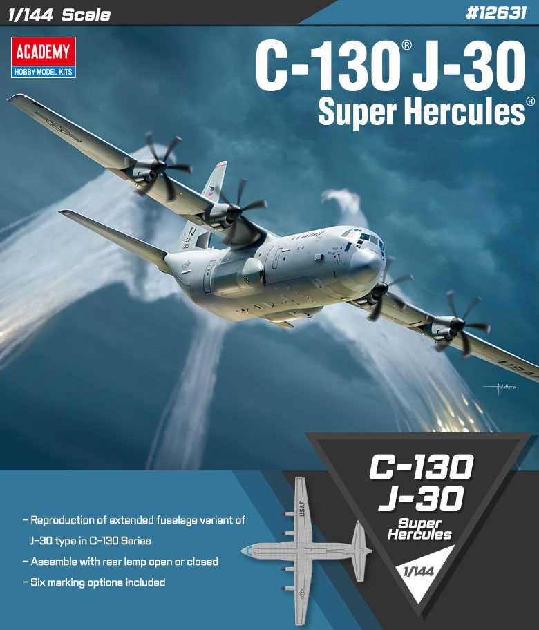 Model Kit lietadlo 12631 - C-130J-30 Super Hercules (1:144) 36-12631