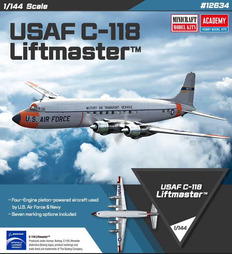 Model Kit lietadlo 12634 - USAF C-118 Liftmaster (1:144) 36-12634