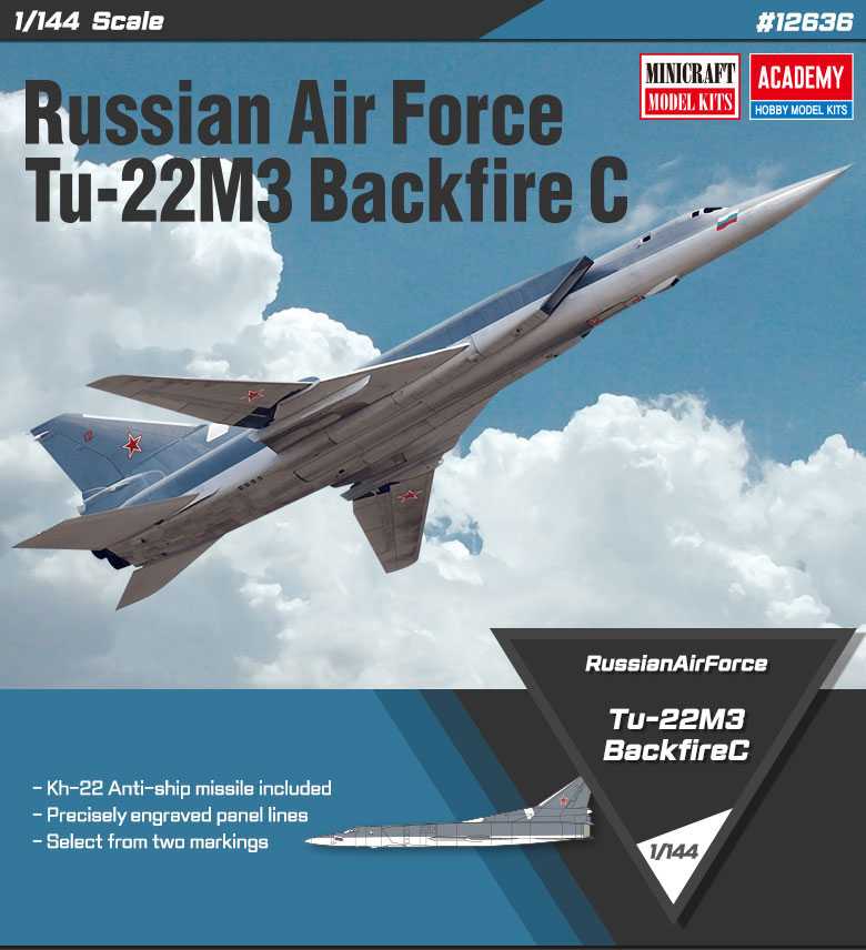 Model Kit letadlo 12636 - Russian Air Force Tu-22M3 Backfire C (1:144)