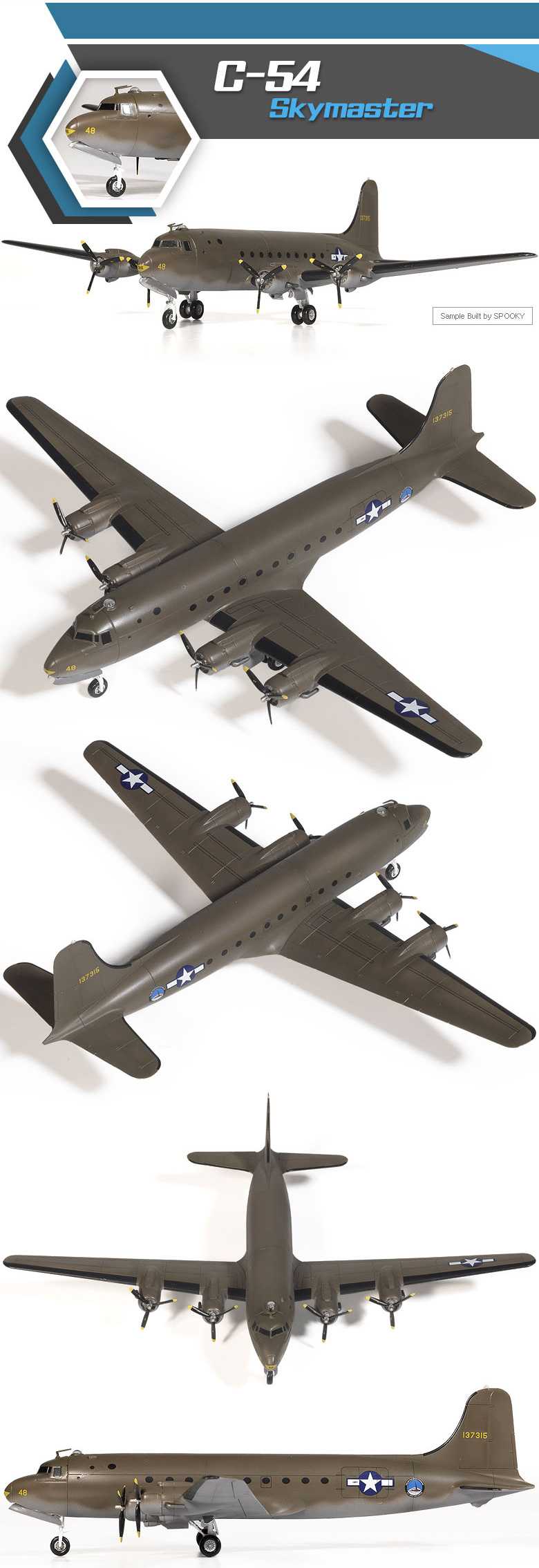 Model Kit letadlo 12652 - USAF C-54 SKYMASTER (1:144)