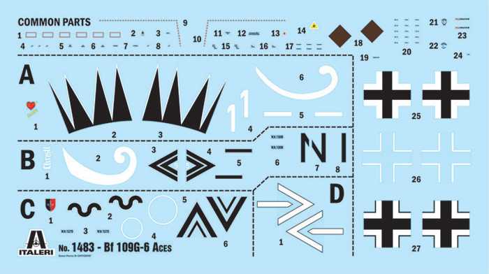 Model Kit letadlo 1483 - Bf 109 G-2/G-6 Aces (1:72)