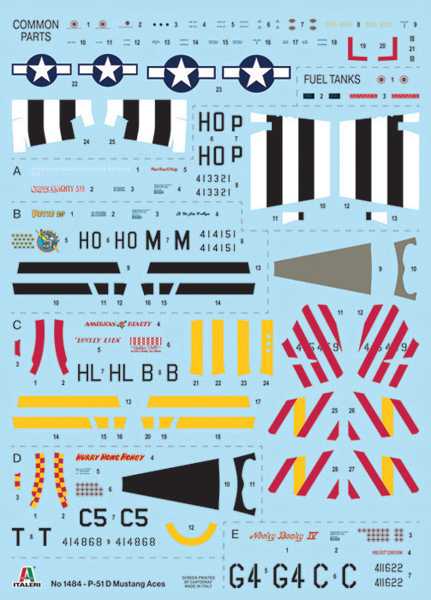 Model Kit letadlo 1484 - P-51D Mustang Aces (1:72)