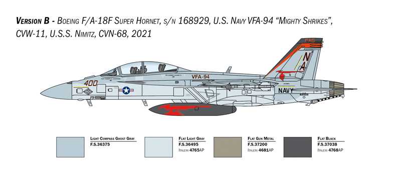 Model Kit letadlo 2823 - F/A-18F Hornet U.S. Navy Special Colors (1:48)
