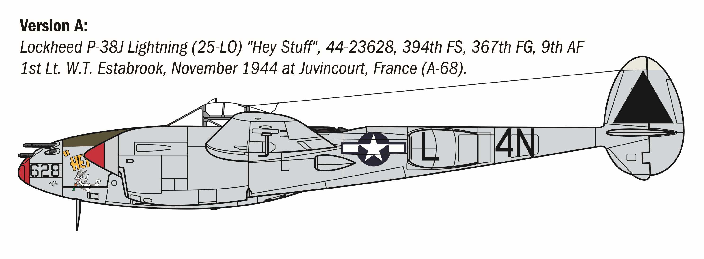 Model Kit letadlo 2834 - P-38J E.T.O. (1:48)