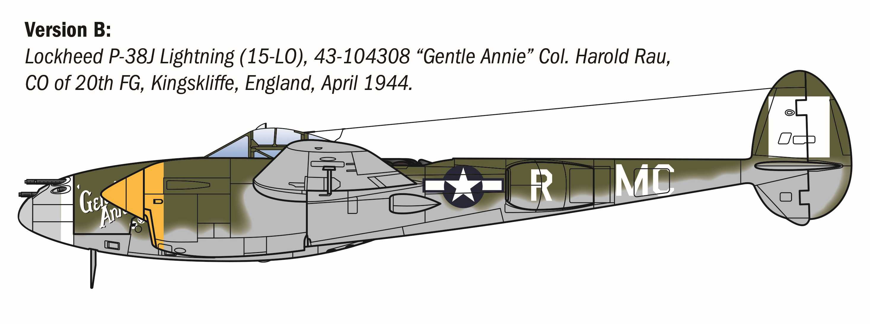 Model Kit letadlo 2834 - P-38J E.T.O. (1:48)