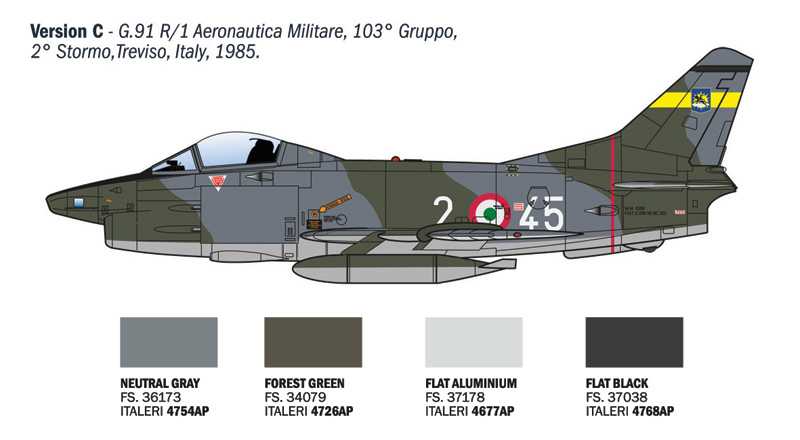 Model Kit letadlo 92645 - G.91 R1/R3 "Gina" (1:48)