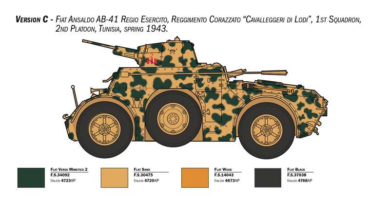 Model Kit military 6591 - AB 41 with Bersaglieri Italian Infantry (1:35)