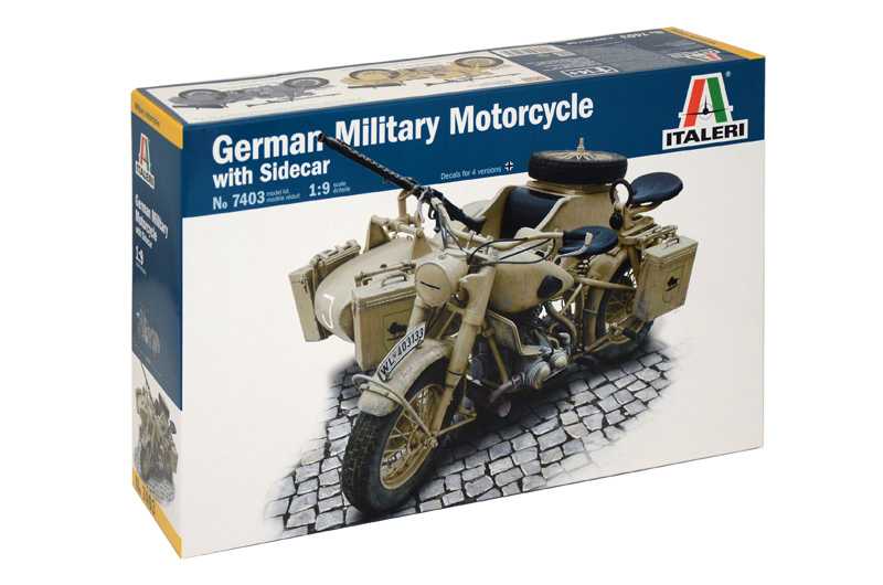 Model Kit military 7403 - German Military Motorcycle with Sidecar (1:9)