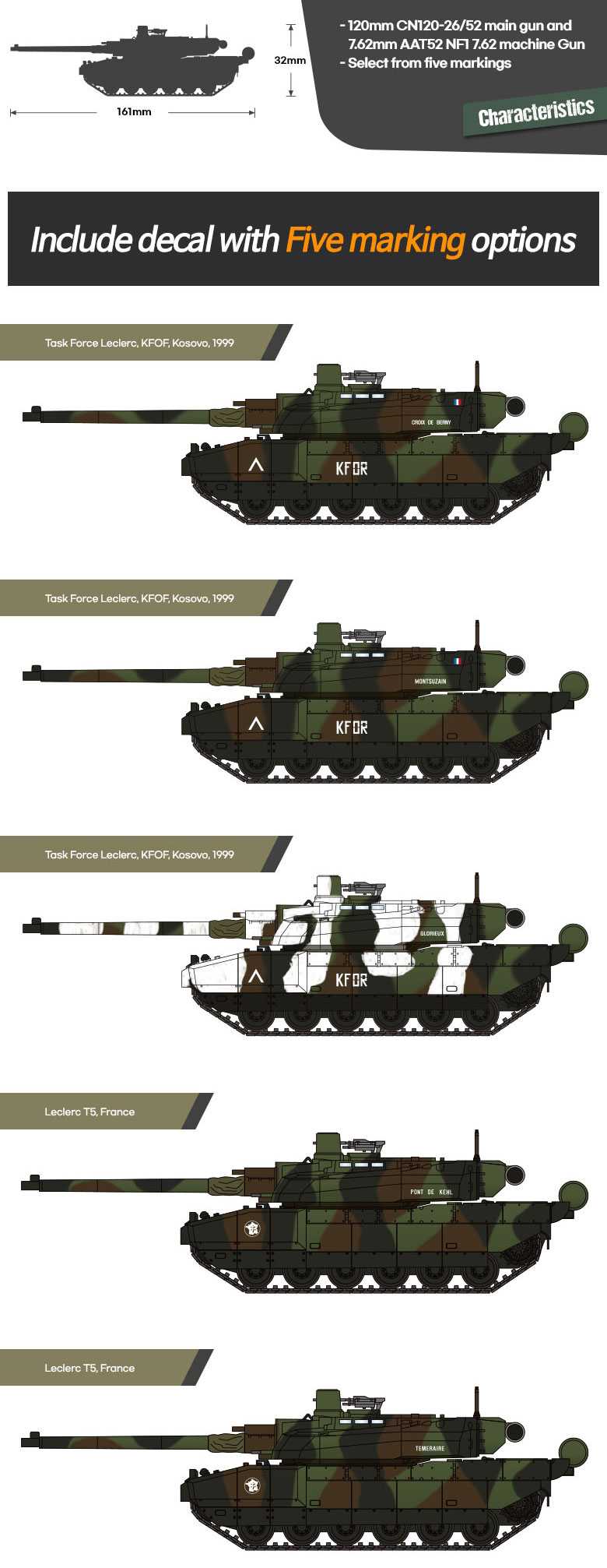 Model Kit tank 13427 - French Army Char Leclerc (1:72)