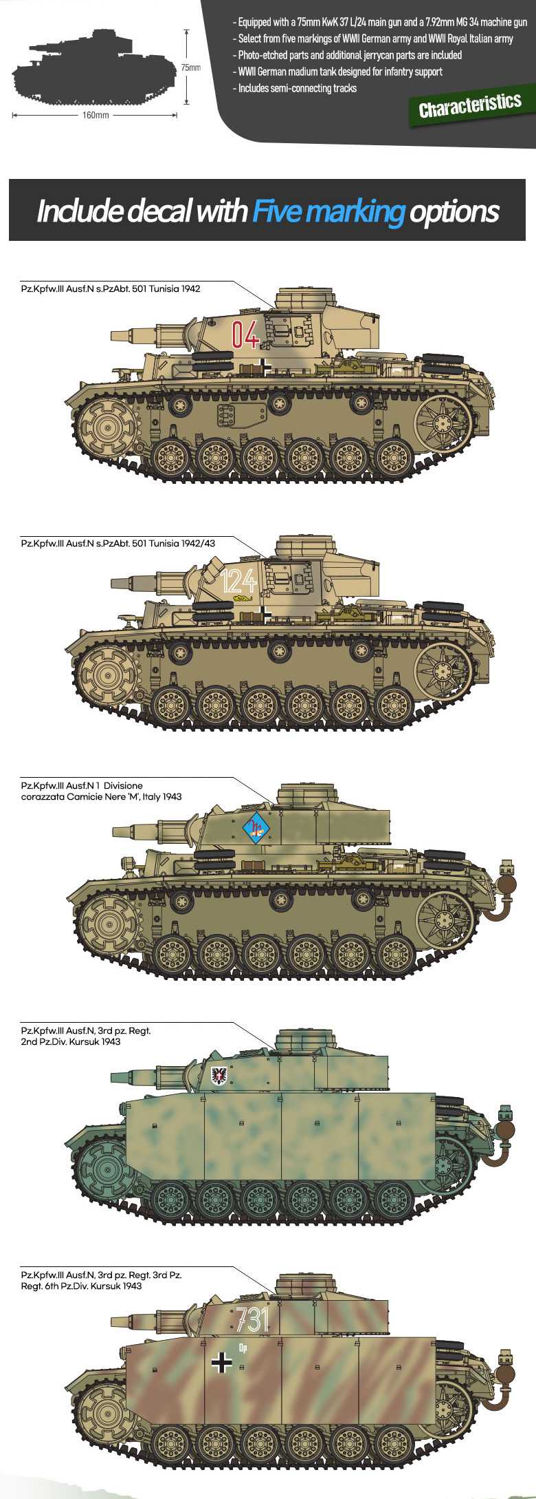 Model Kit tank 13567 - Panzer III Ausf.N. Afrika Korps (1:35)