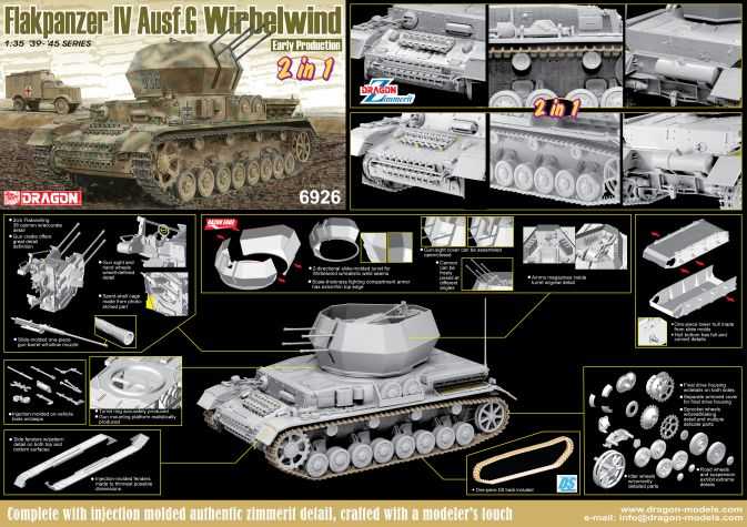 Model Kit tank 6926 - Flakpanzer IV Ausf.G "Wirbelwind" Early Production (2 in 1) (1:35)