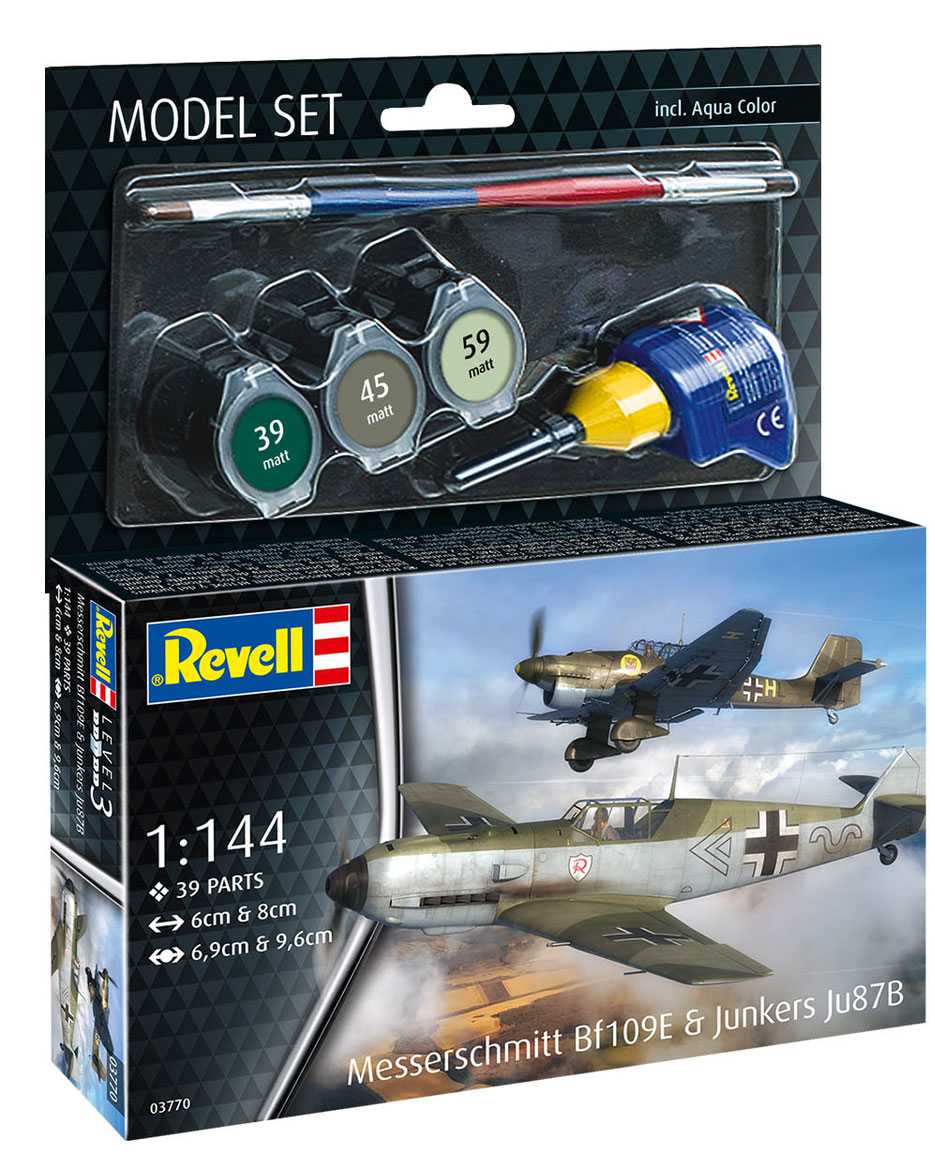 1:144 Messerschmitt Bf 109 E i Junkers Ju 87 B Stuka (zestaw modeli)
