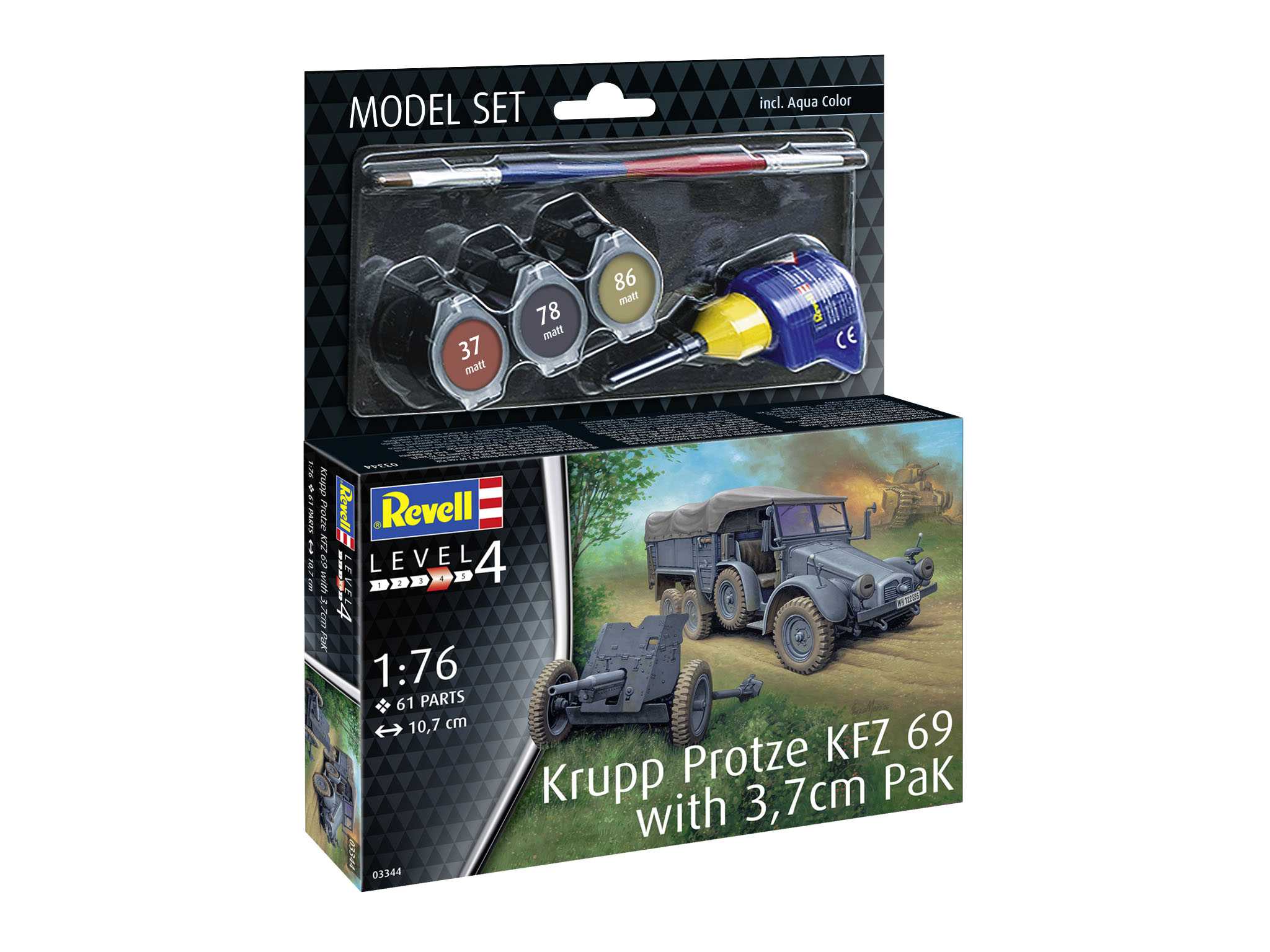 ModelSet military 63344 - Krupp Protze Kfz 69 with 3.7cm Potom (1:76) 18-63344