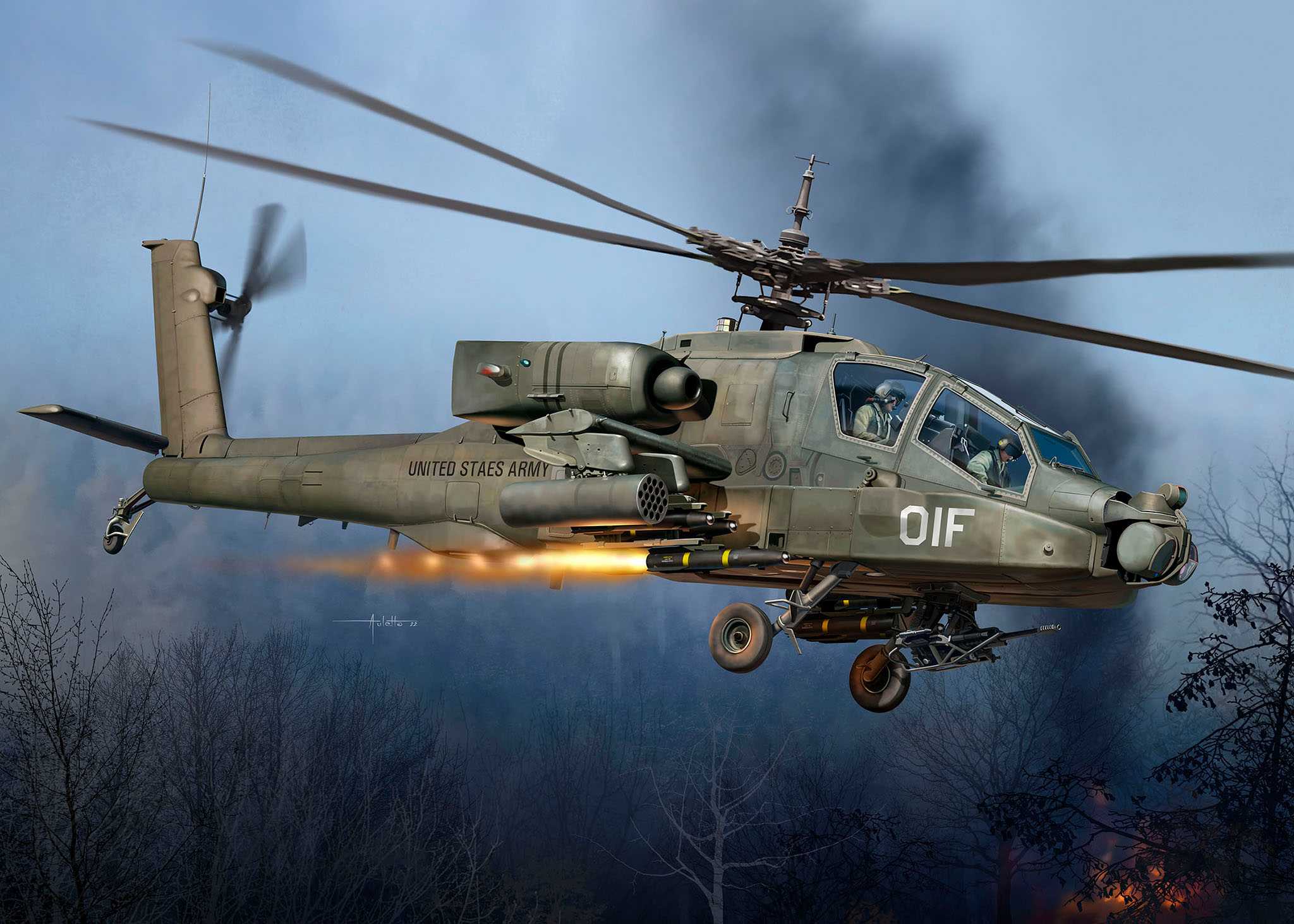 ModelSet vrtulník 63824 - AH-64A Apache (1:72)