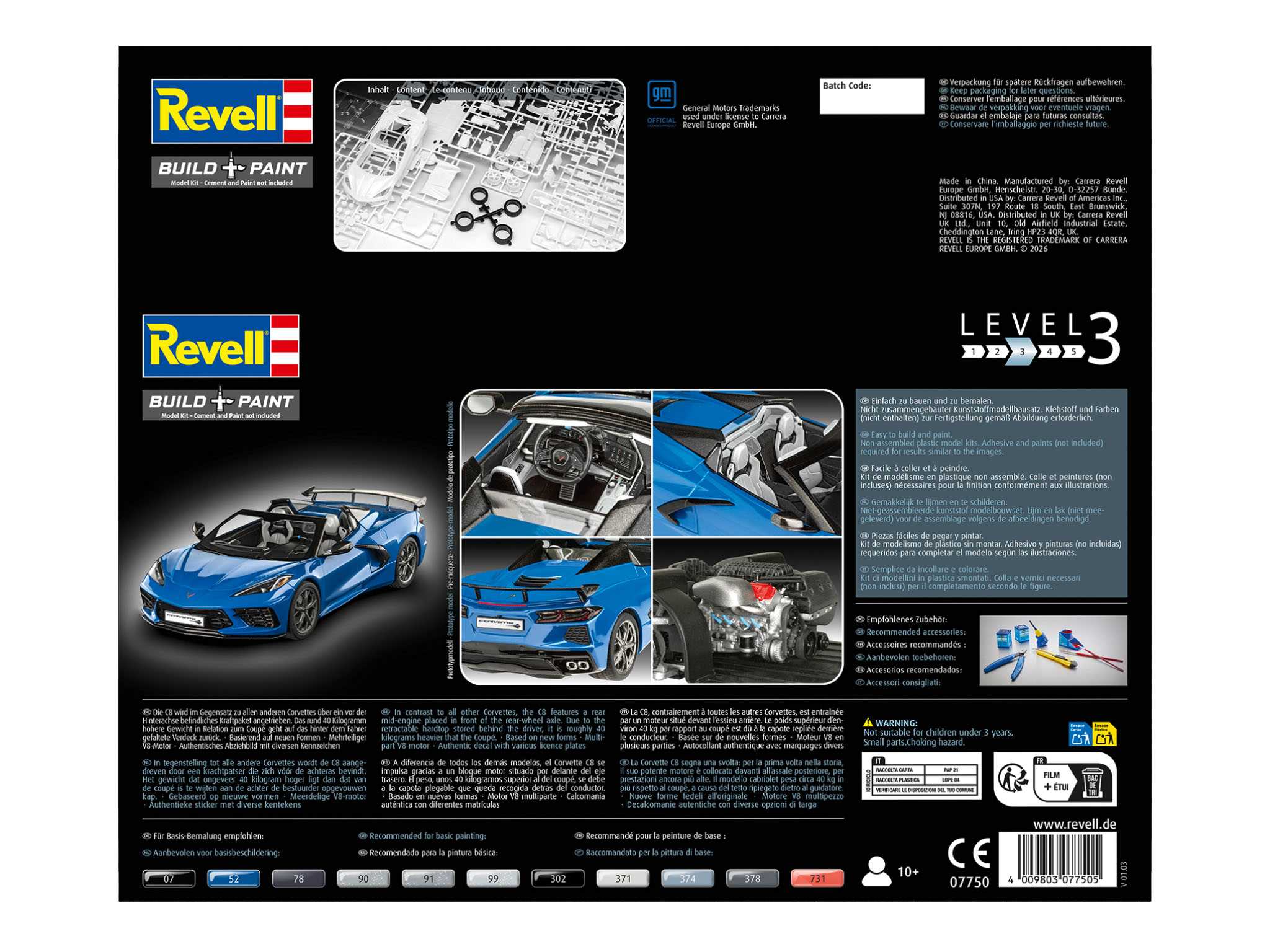 Plastic ModelKit auto 07750 - Corvette C8 Cabriolet (1:25)