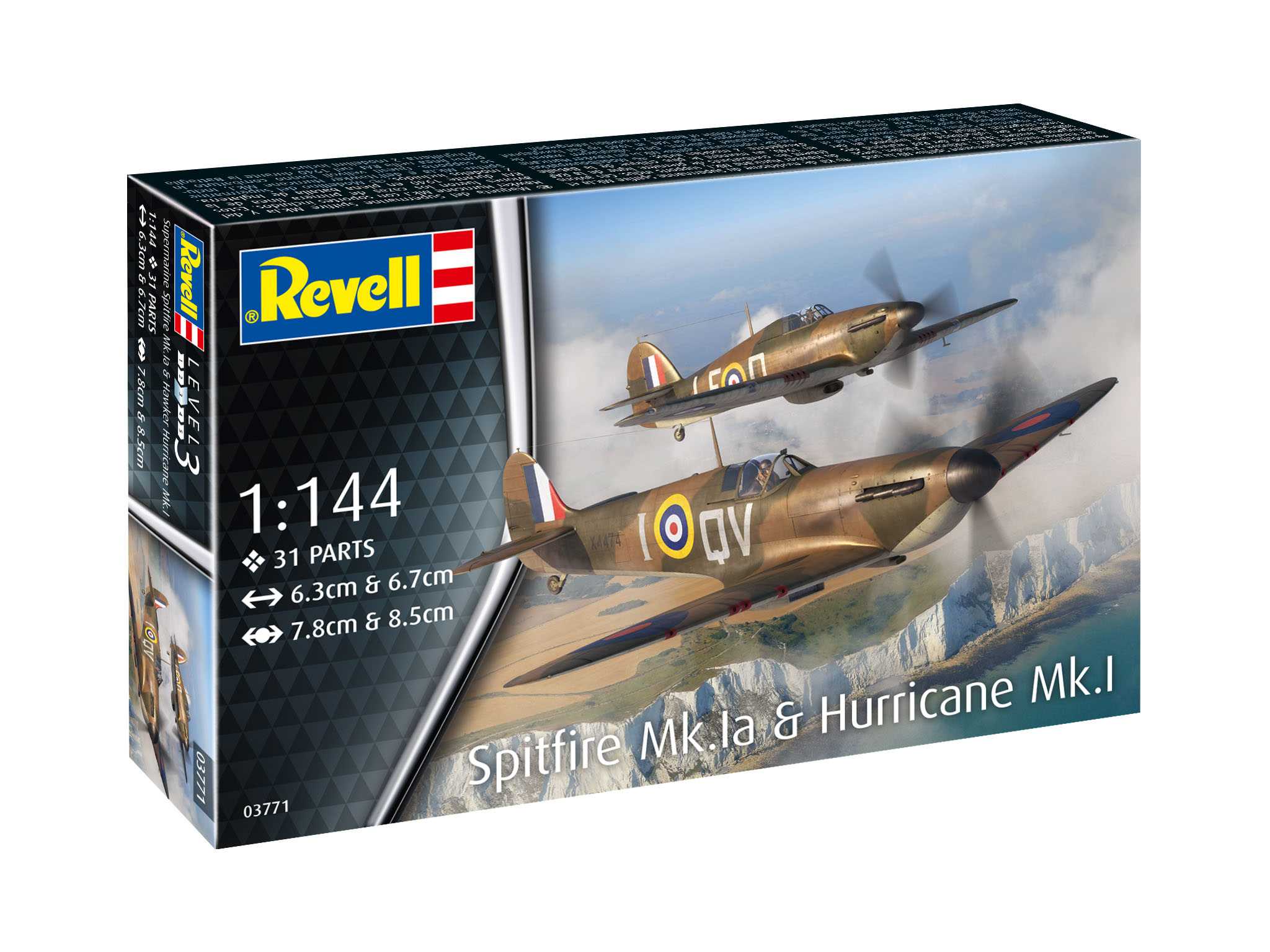 Plastic ModelKit lietadlo 03771 - Supermarine Spitfire Mk.Ia & Hawker Hurricane Mk.I (1:144) 18-03771