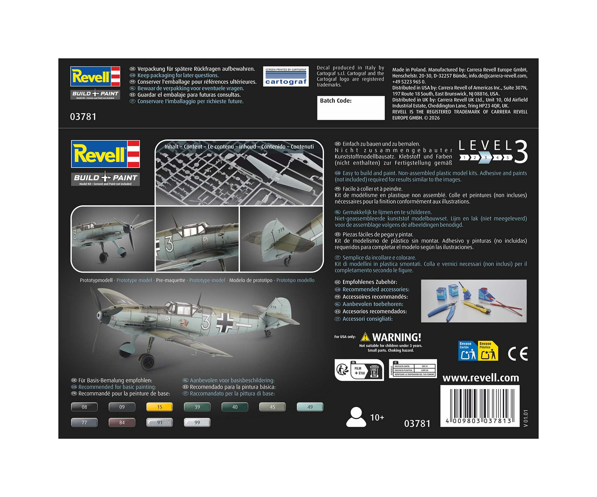 Plastic ModelKit letadlo 03781 - Messerschmitt Bf109E-3 (1:72)