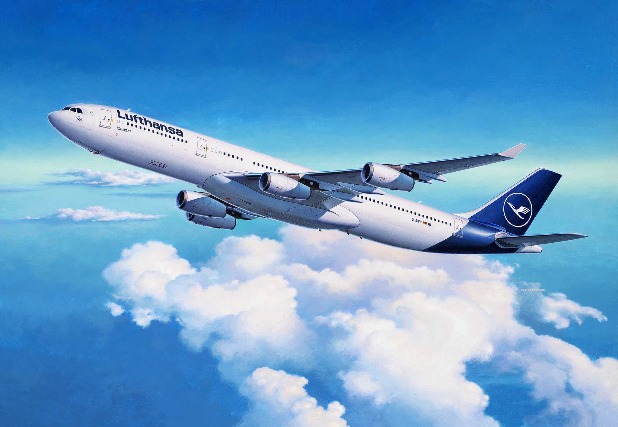 Plastic ModelKit letadlo 03803 - A340-300 Lufthansa New Livery (1:144)