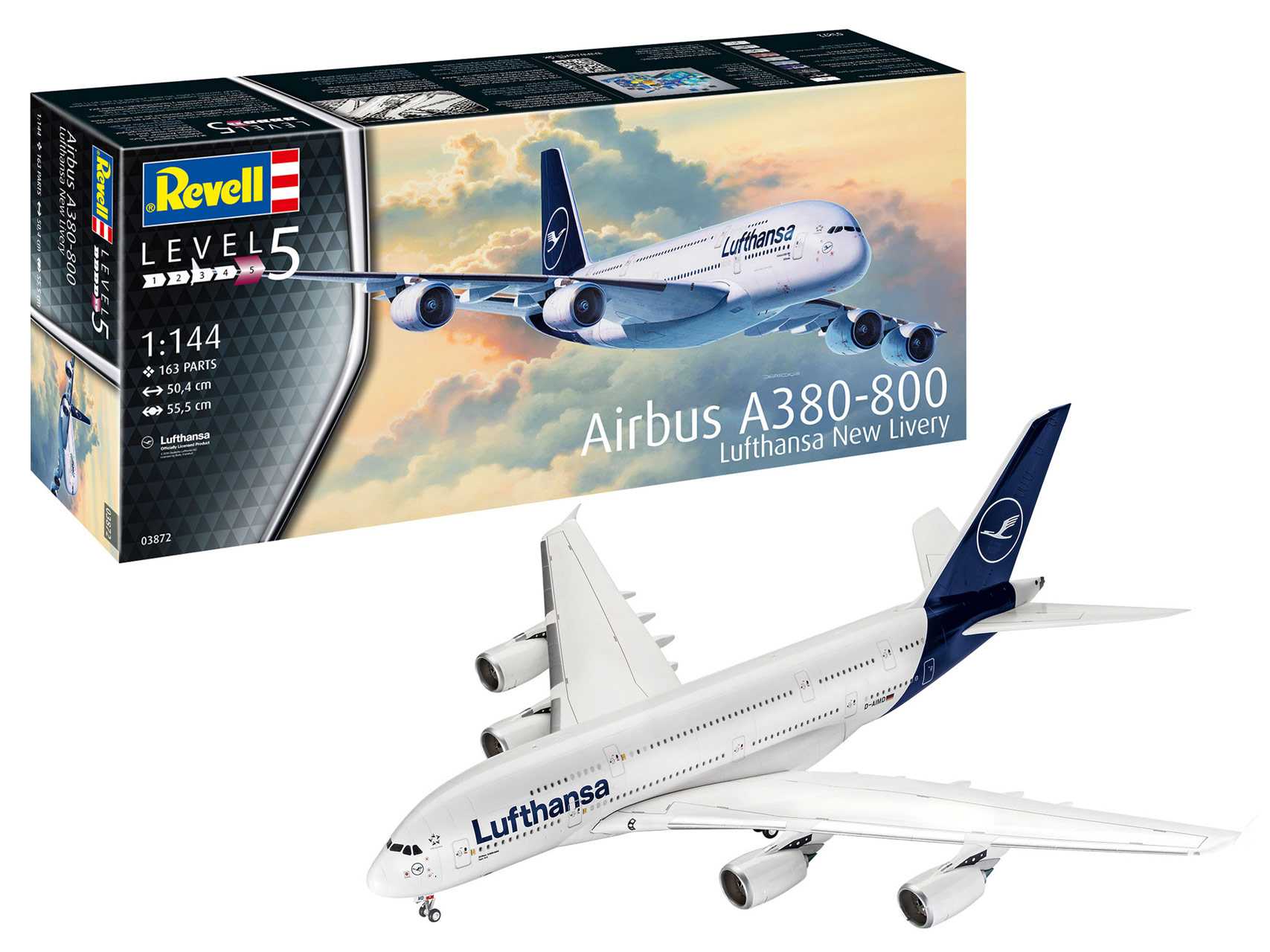 Plastic ModelKit letadlo 03872 - Airbus A380-800 Lufthansa New Livery (1:144)