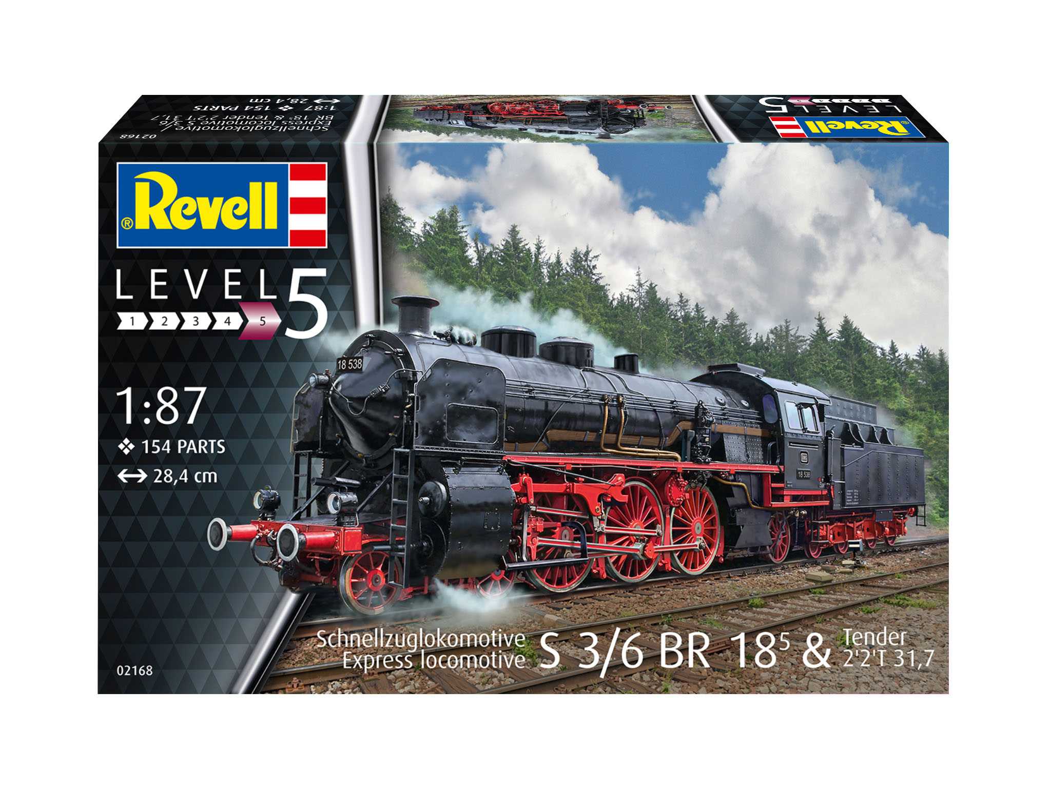 Plastic ModelKit lokomotiva 02168 - Express locomotive S3/6 BR18(5) with Tender 2‘2’T (1:87)