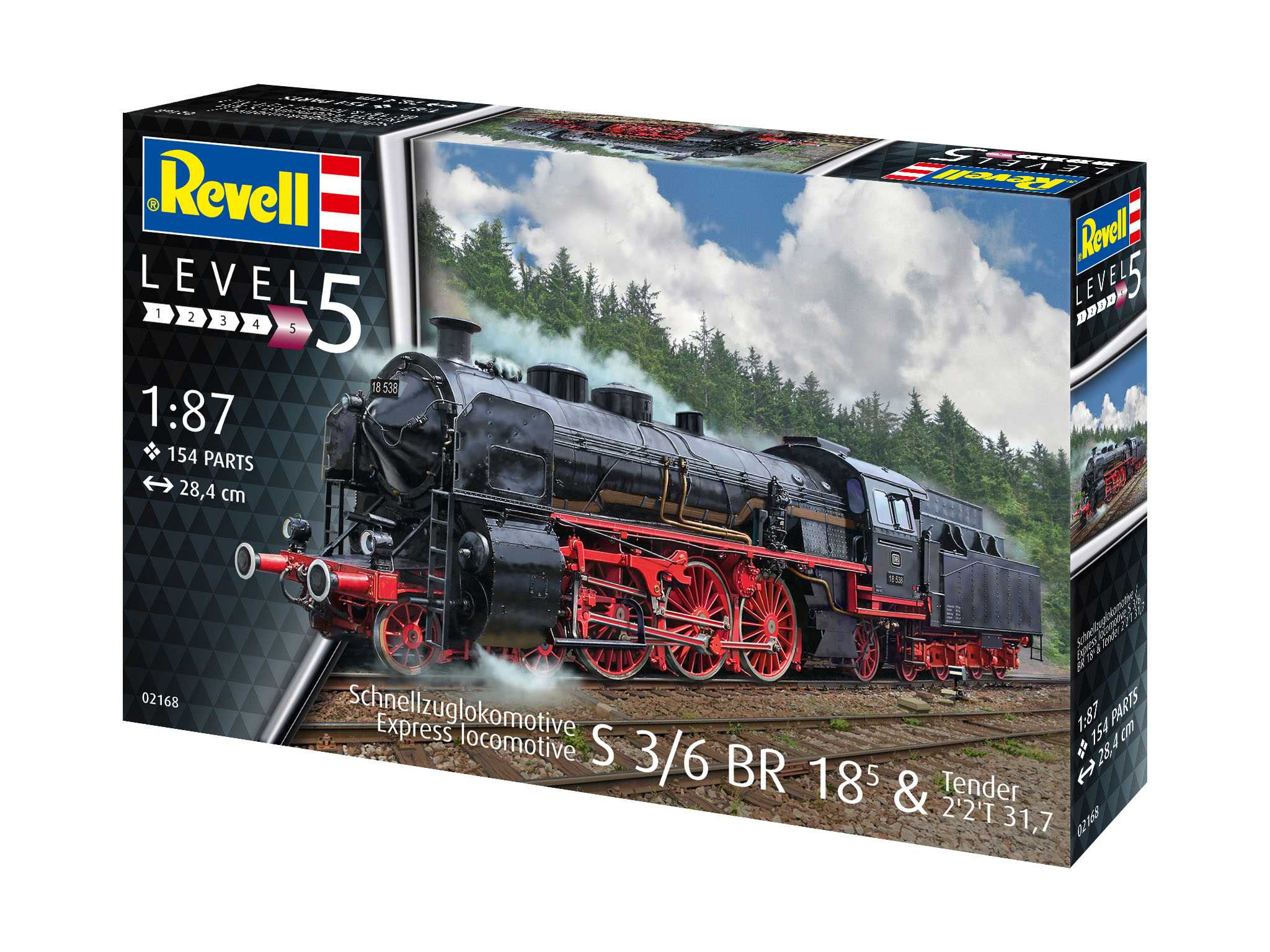 Plastic ModelKit lokomotiva 02168 - Express locomotive S3/6 BR18(5) with Tender 2‘2’T (1:87)