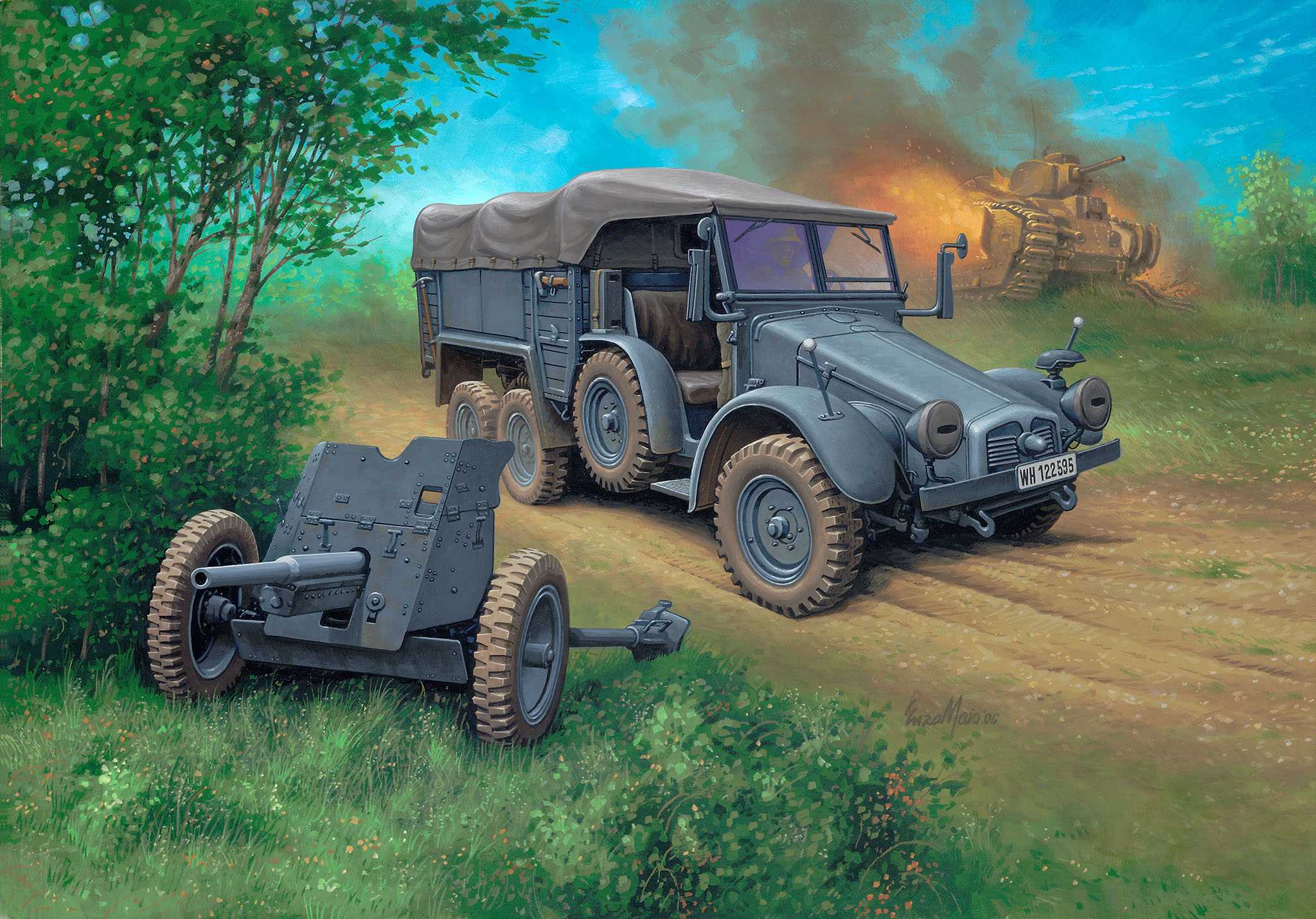 Plastic ModelKit military 03344 - Krupp Protze KFZ 69 with 3,7cm Pak (1:76)