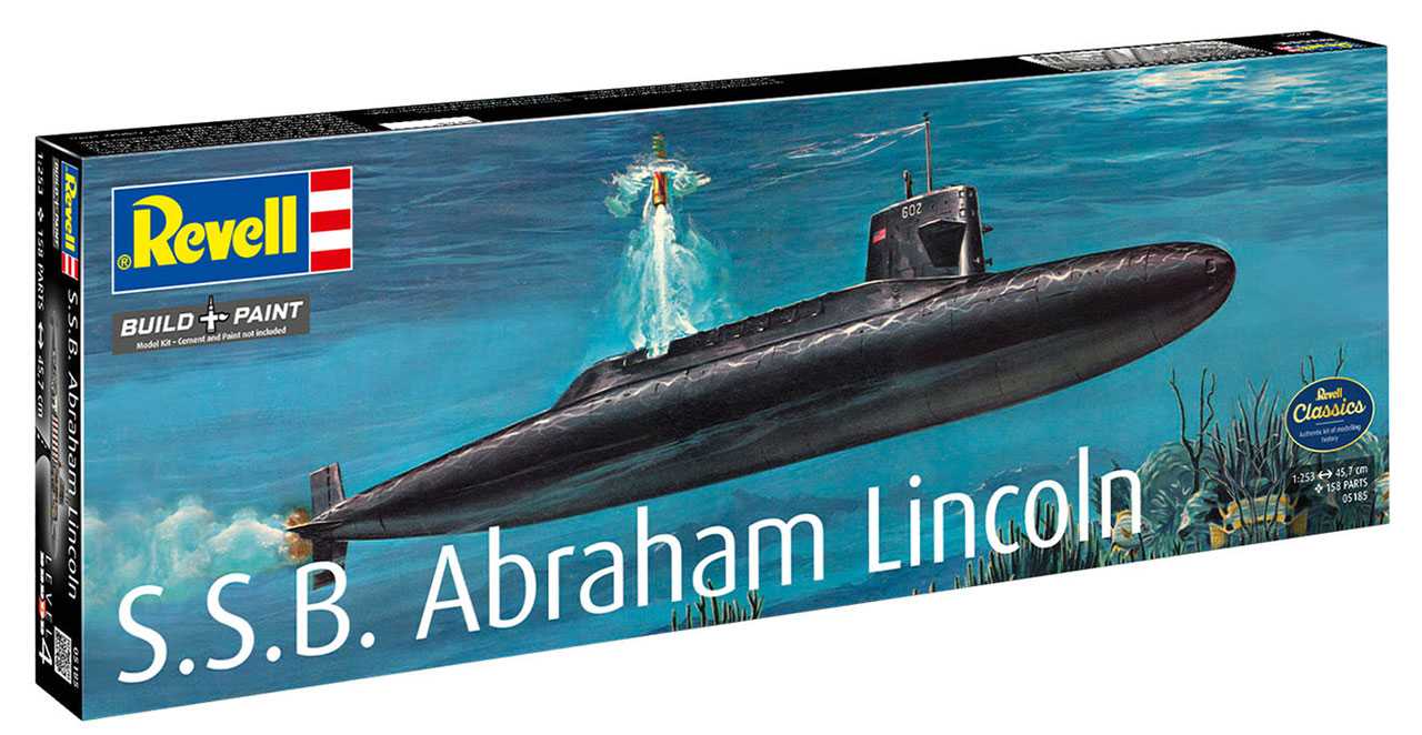 Plastic ModelKit ponorka 05185 - S.S.B. Abraham Lincoln with Interior (1:253)