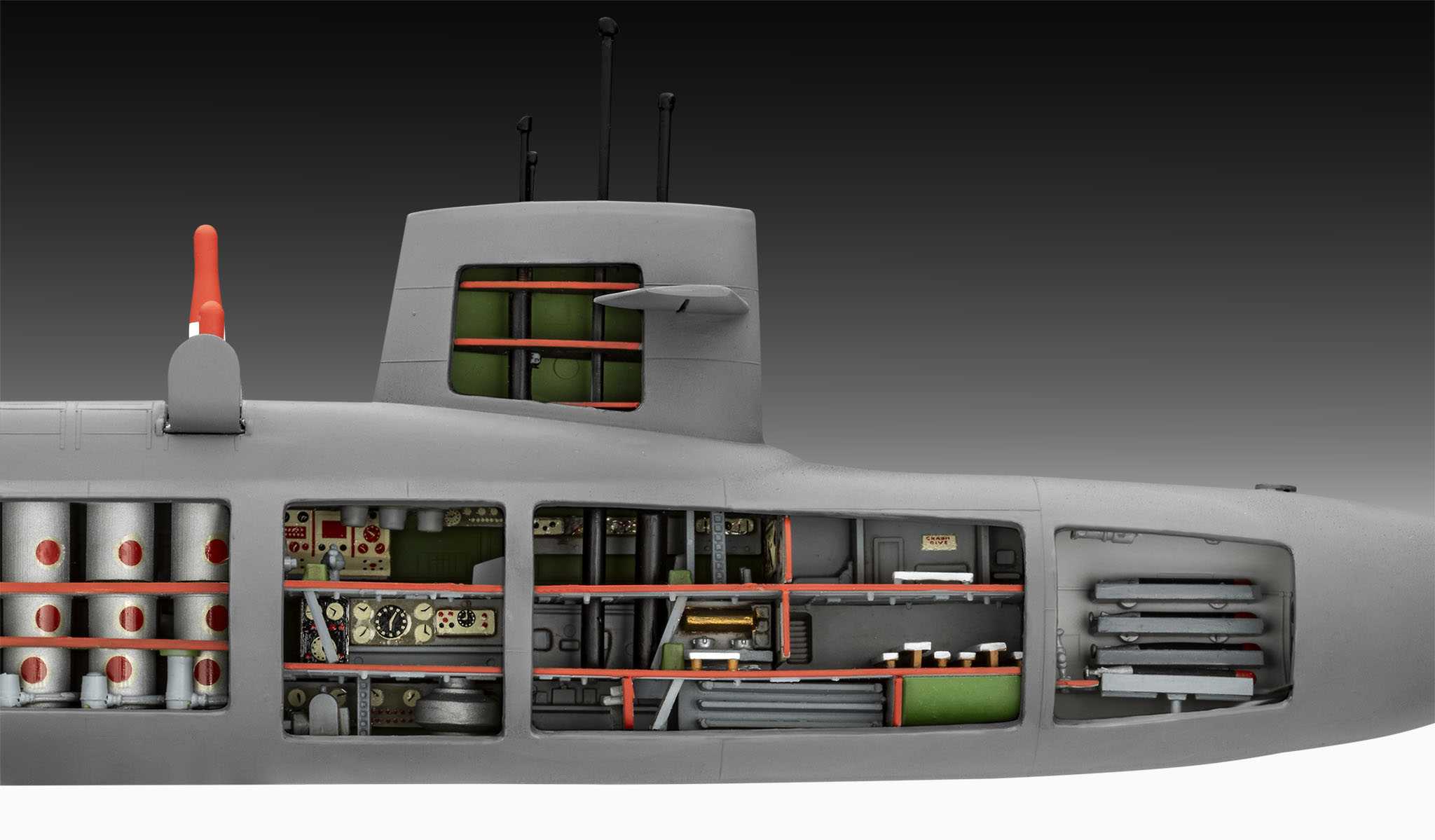 Plastic ModelKit ponorka 05185 - S.S.B. Abraham Lincoln with Interior (1:253)