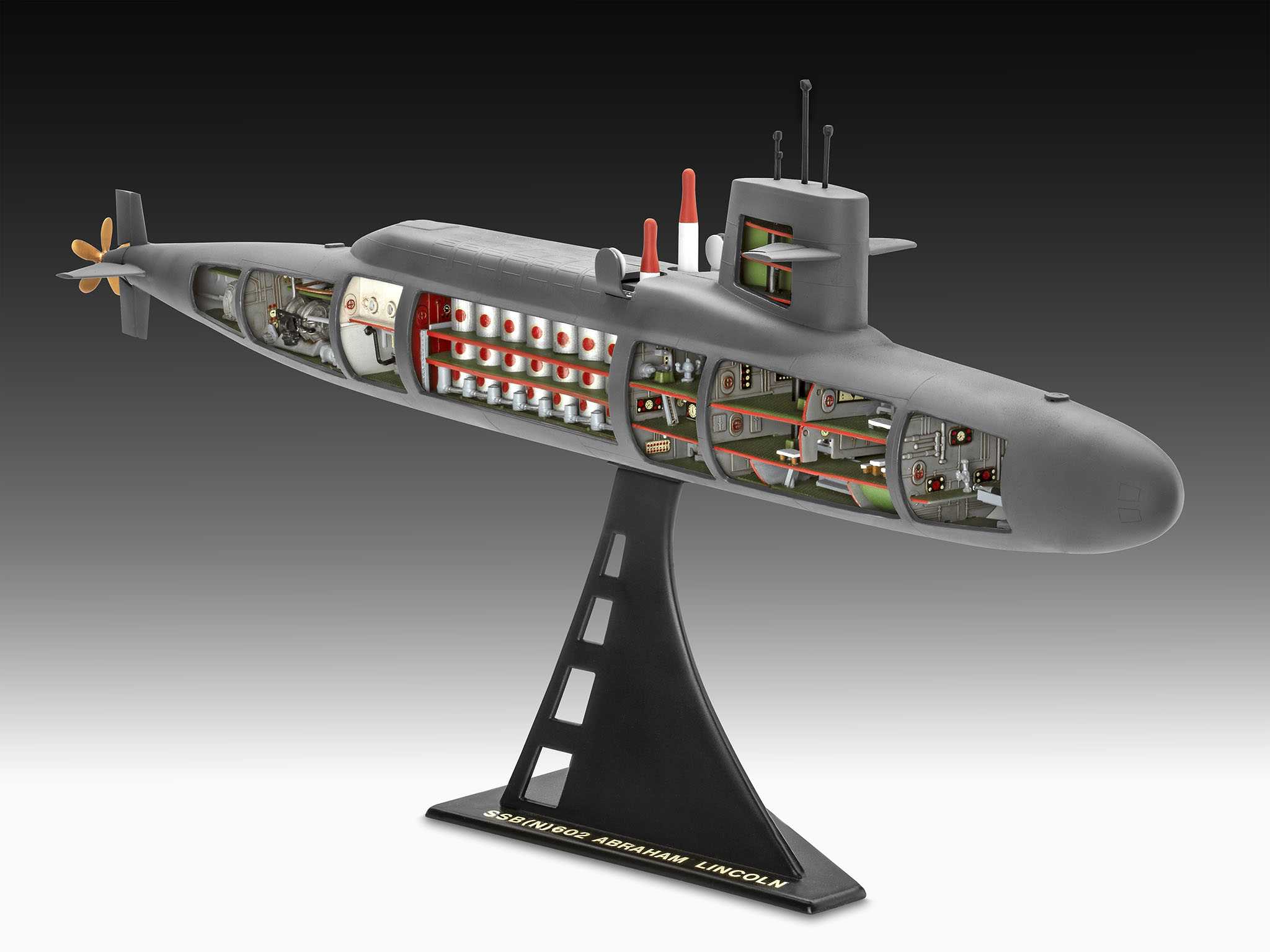 Plastic ModelKit ponorka 05185 - S.S.B. Abraham Lincoln with Interior (1:253)