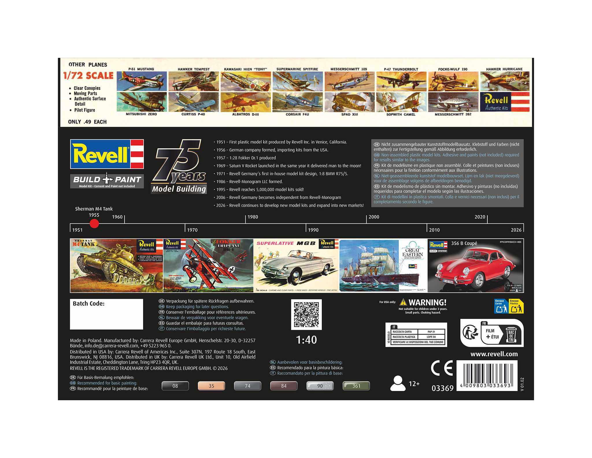 Plastic ModelKit tank 03369 - M4 Sherman - 75 Years Plastic Modelbuilding (1:40)
