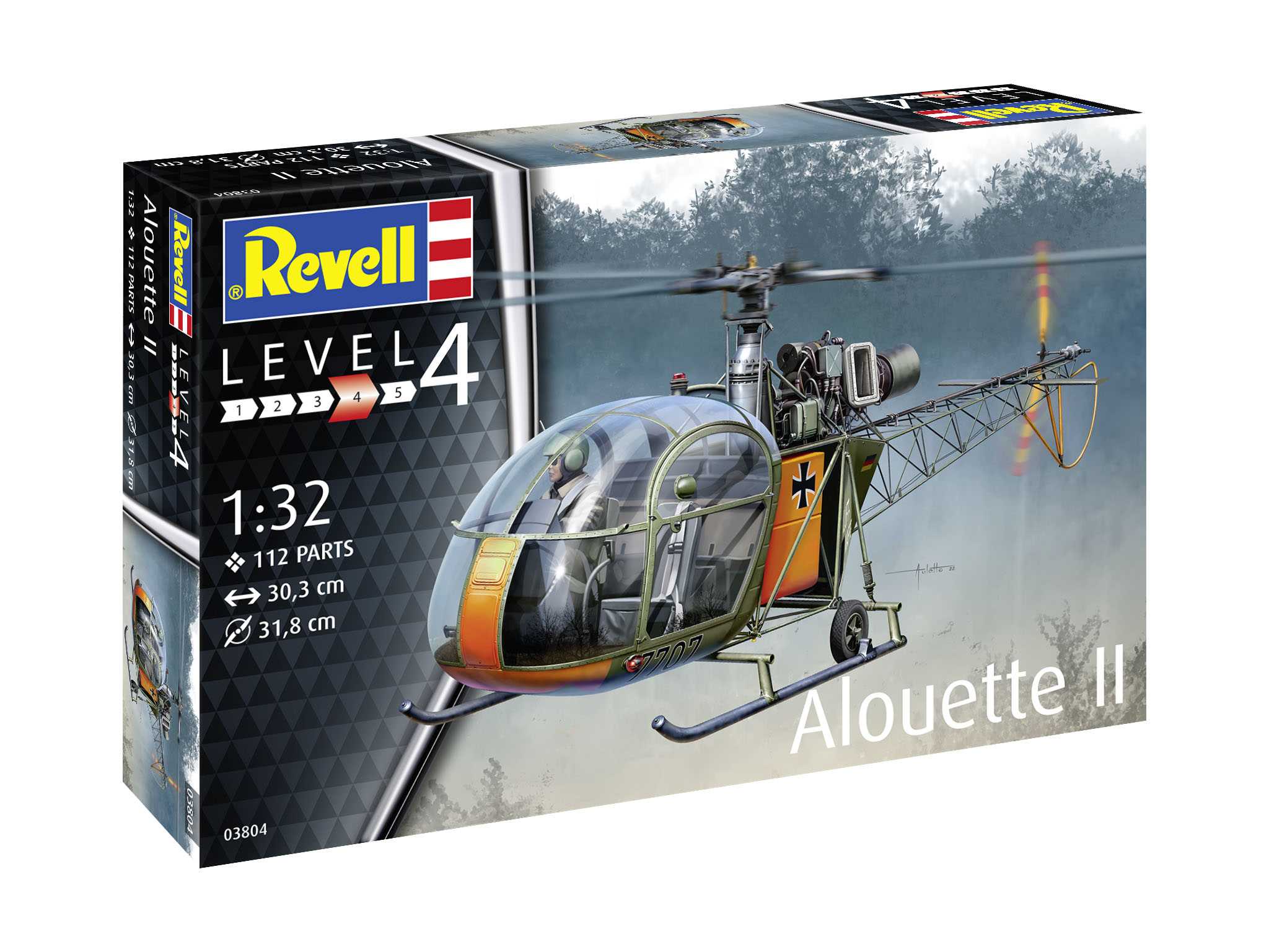 Plastic ModelKit vrtuľník 03804 - Alouette II (1:32) 18-03804