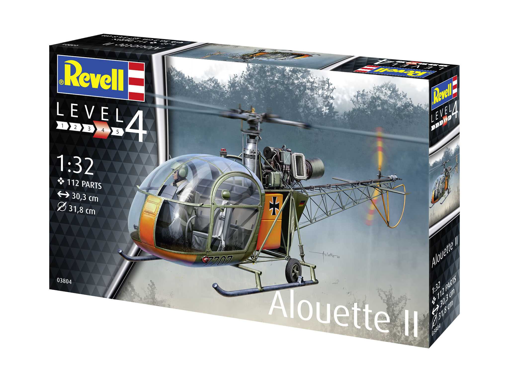 Plastic ModelKit vrtulník 03804 - Alouette II (1:32)