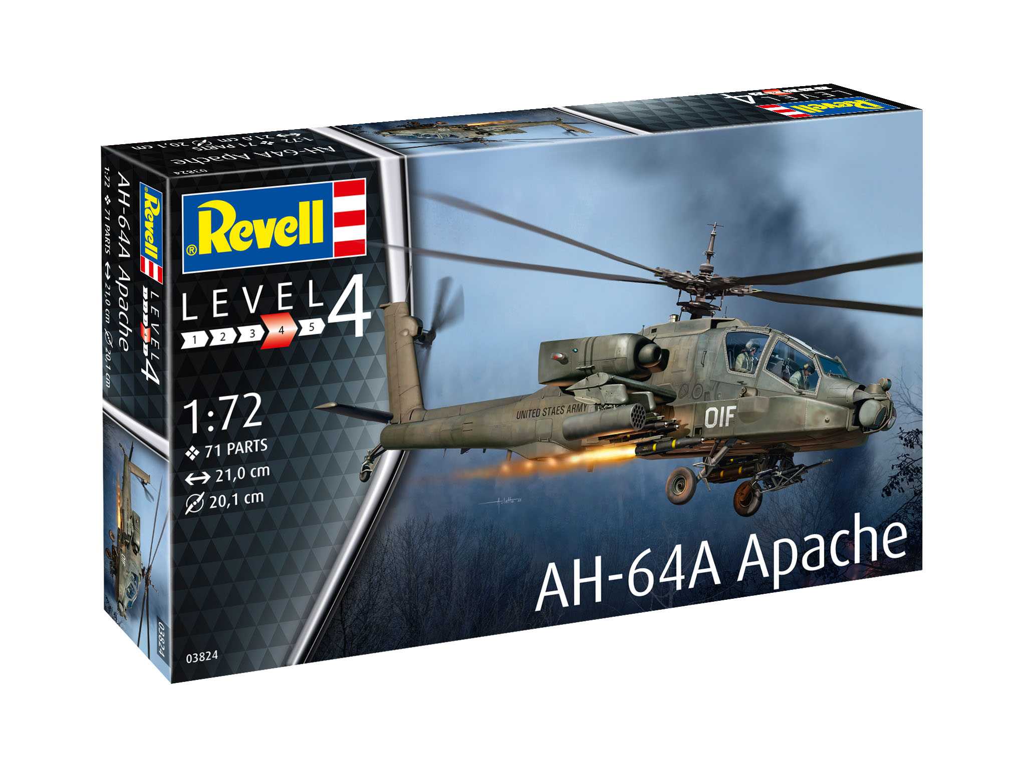 Plastic ModelKit vrtuľník 03824 - AH-64A Apache (1:72) 18-03824
