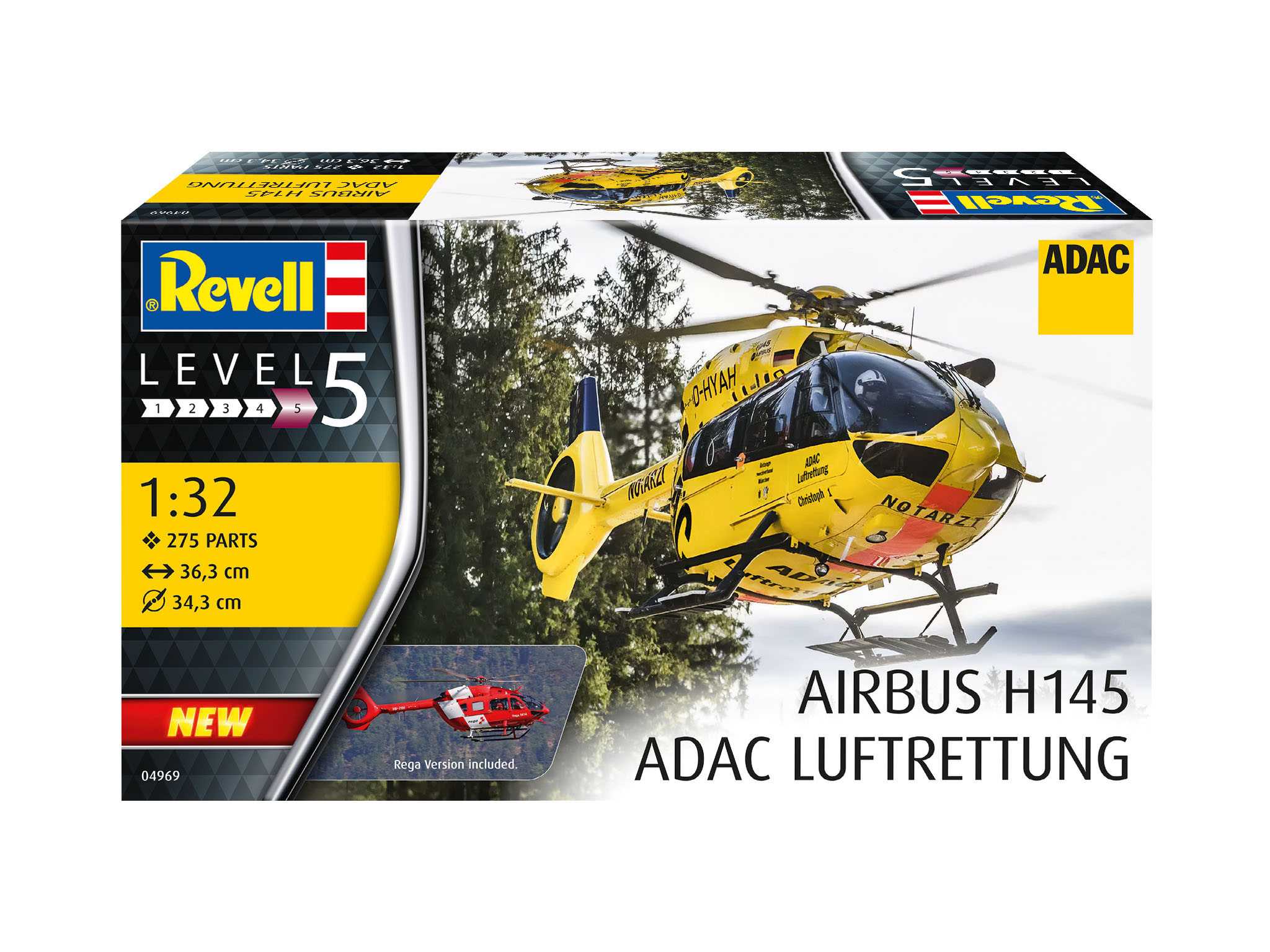 Plastic ModelKit vrtulník 04969 - H145 "ADAC/REGA" (1:32)