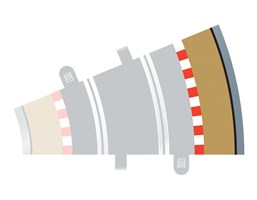 Rozšíření trati SCALEXTRIC C8239 - Border, Kerb & Barrier - Curve - R2 - 22.5DEG Outer