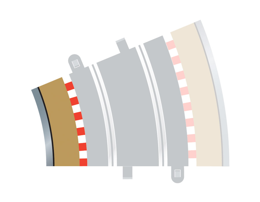 Rozšírenie trate SCALEXTRIC C8281 - Border, Kerb & Barrier - Curve - R3 - 22.5DEG Inner 28-C8281